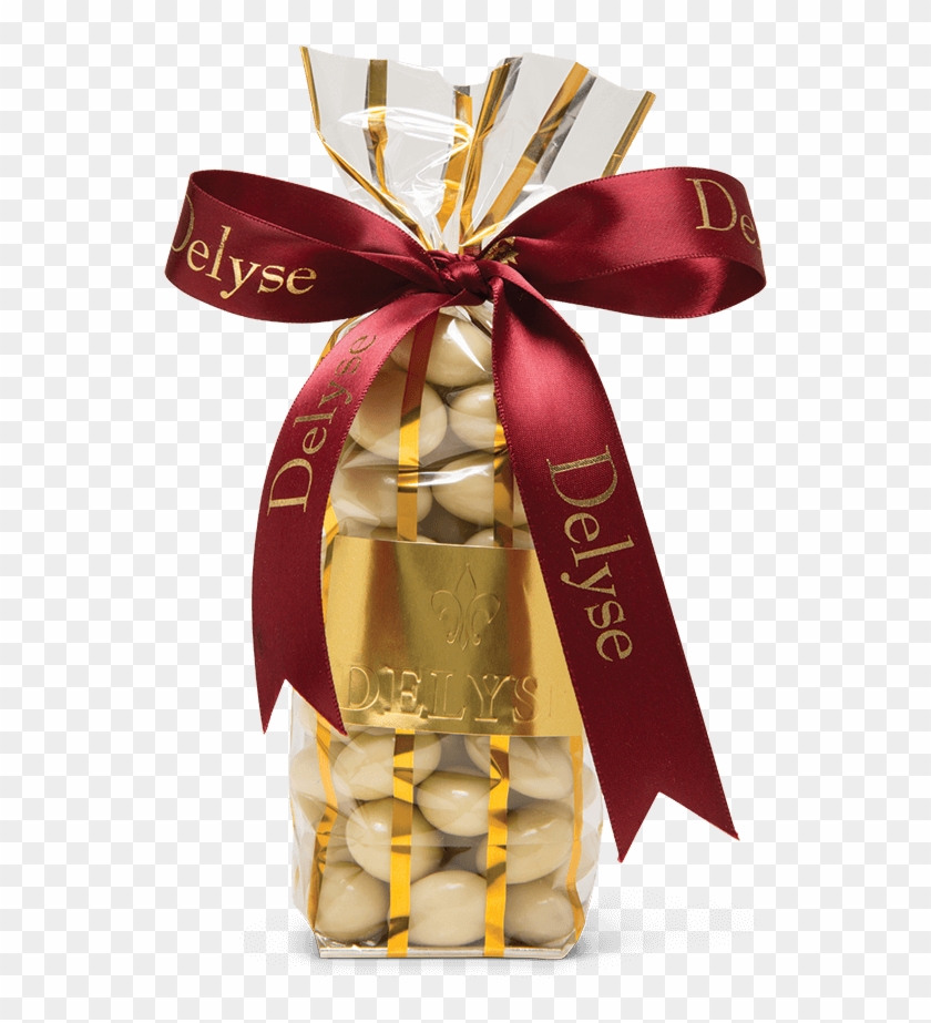 White Chocolate Praline Almonds Gold Bag Red Ribbon - Gift Wrapping Clipart