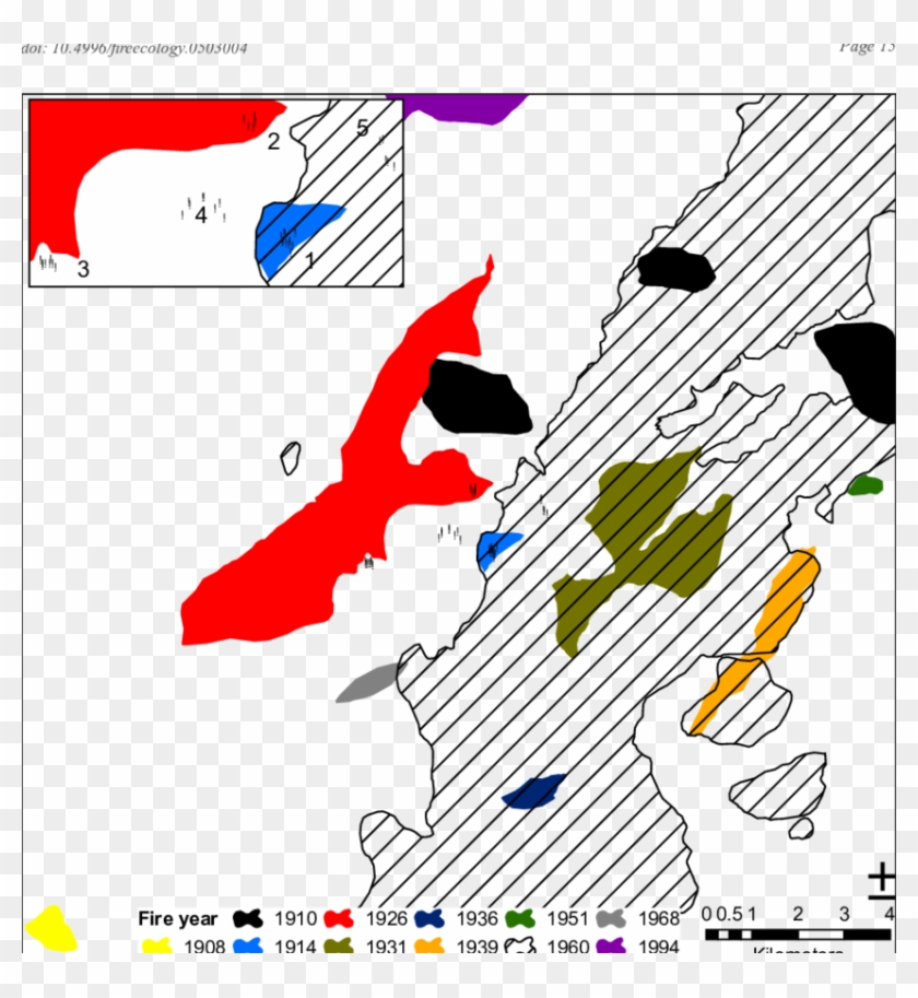 Fire Atlas For The Area Around The Fire Scar Study - Illustration Clipart