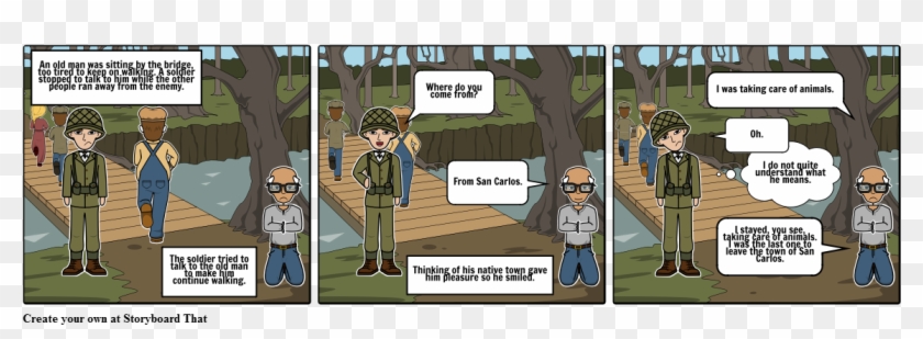 The Old Man At The Bridge - Cartoon Clipart #2997705