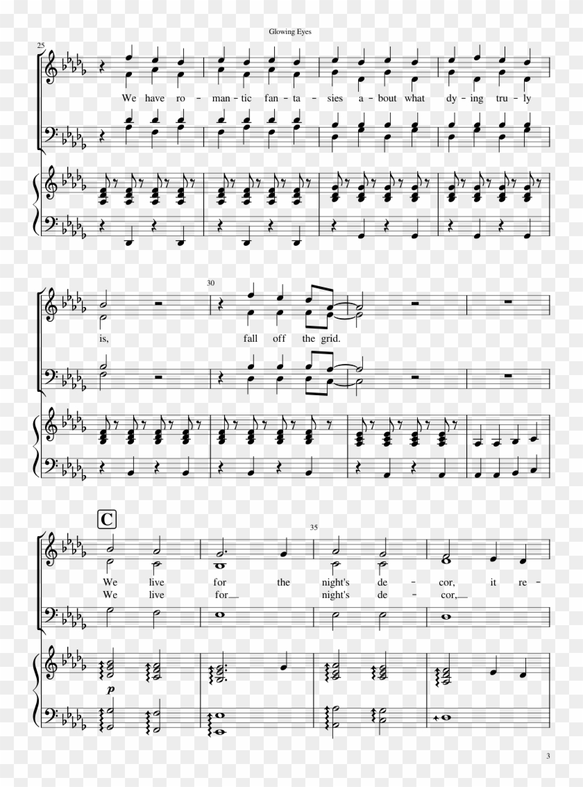 Glowing Eyes Sheet Music Composed By Words And Music - Sheet Music Clipart #2999538