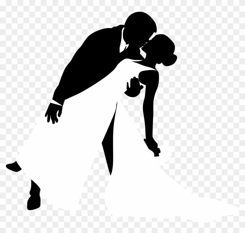 Clip Royalty Free Kiss Clipart Black And White - Bride And Groom Kissing Silhouette Png Transparent Png #30279