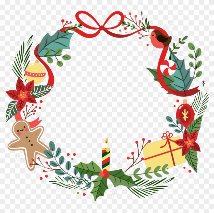 Christmas Wreath Border Png - Christmas Garland Vector Png Clipart #30441