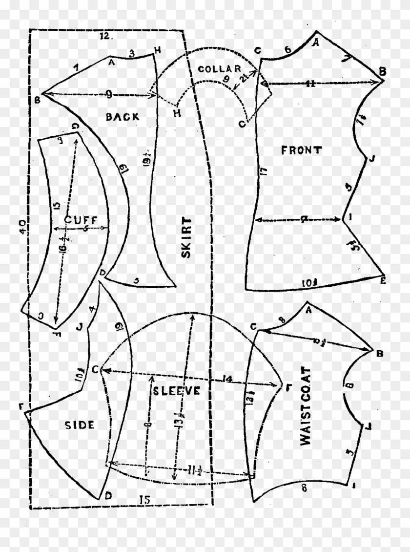 Antique Sewing Pattern Downloads - Drawing Clipart #30461