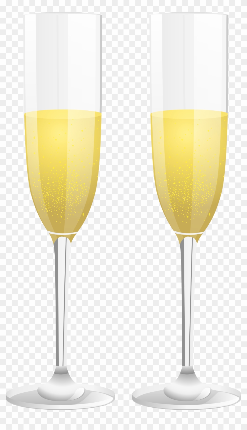 Two Champagne Glasses Png Clip Art Image - Champagne Stemware Transparent Png