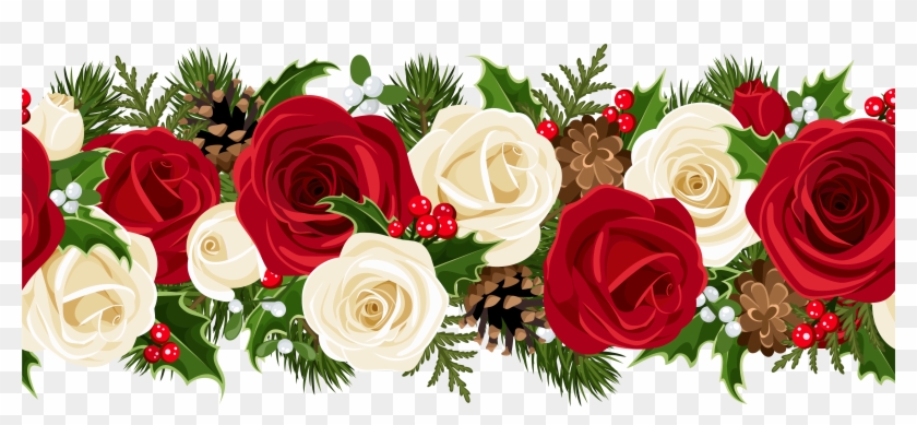Christmas Rose Garland Png Clip Art Image Transparent Png