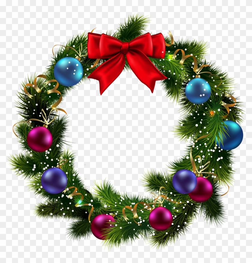 Transparent Christmas Decorated Wreath Clipart 3d - Transparent Background Christmas Wreath Png #31022