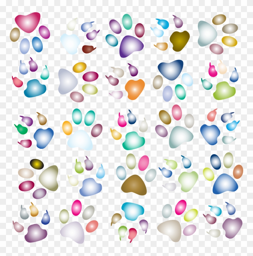 Medium Image - Colorful Paw Print Background Clipart #31388