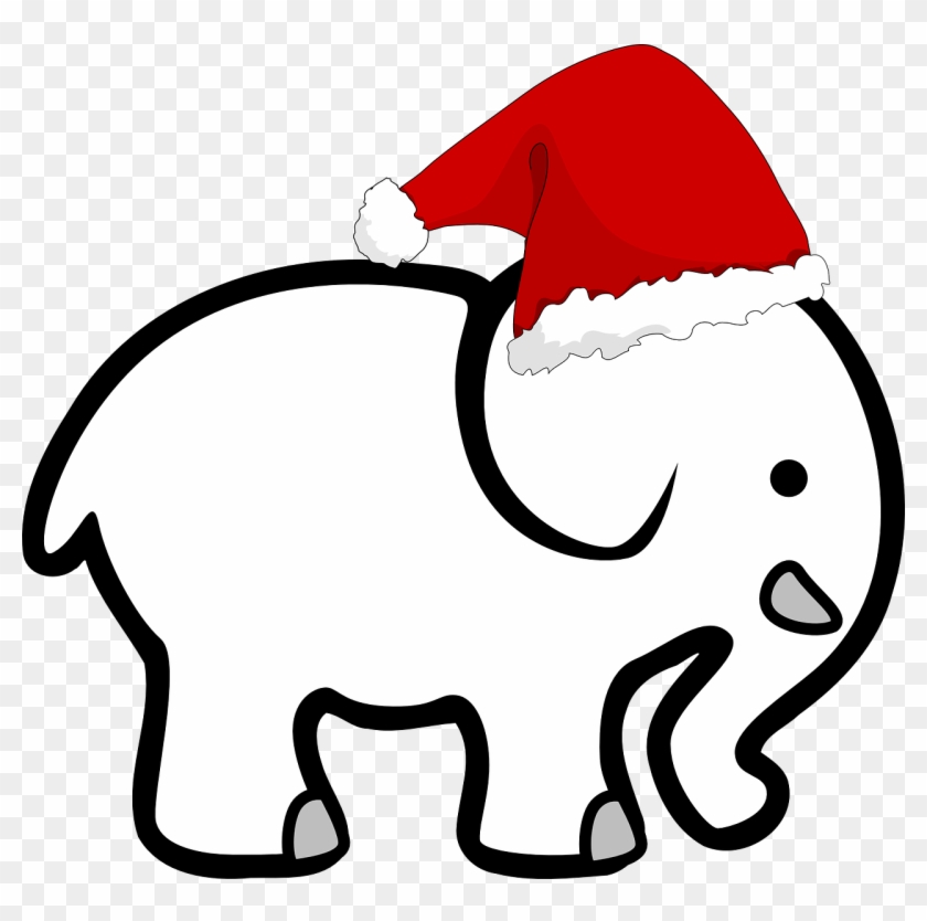 White Elephant With Santa Hat Svg Clip Arts 600 X 567 - Png Download #31603