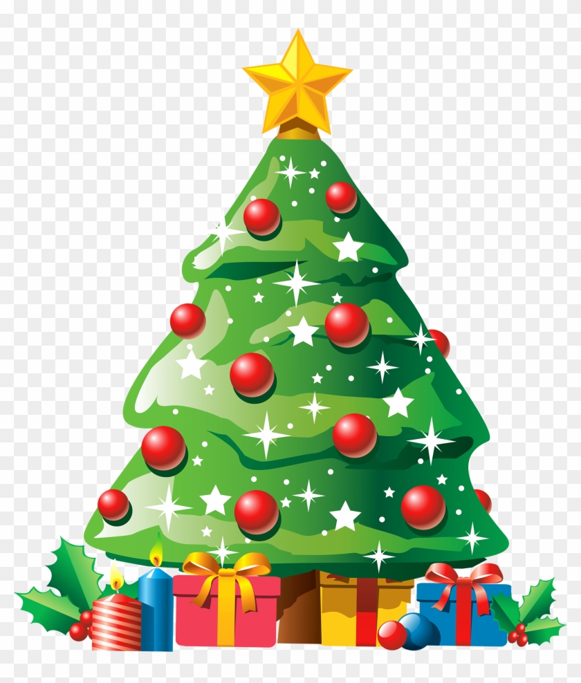Transparent Deco Christmas Tree With Gifts Clipartu200b - Christmas Tree Clipart Png