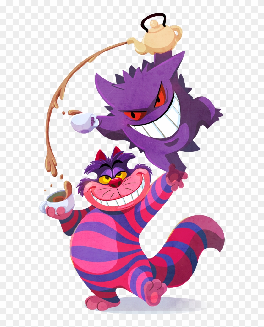 Cheshire Cat And Gengar Drawn By Kuitsuku - Gengar Cheshire Cat Clipart #32762