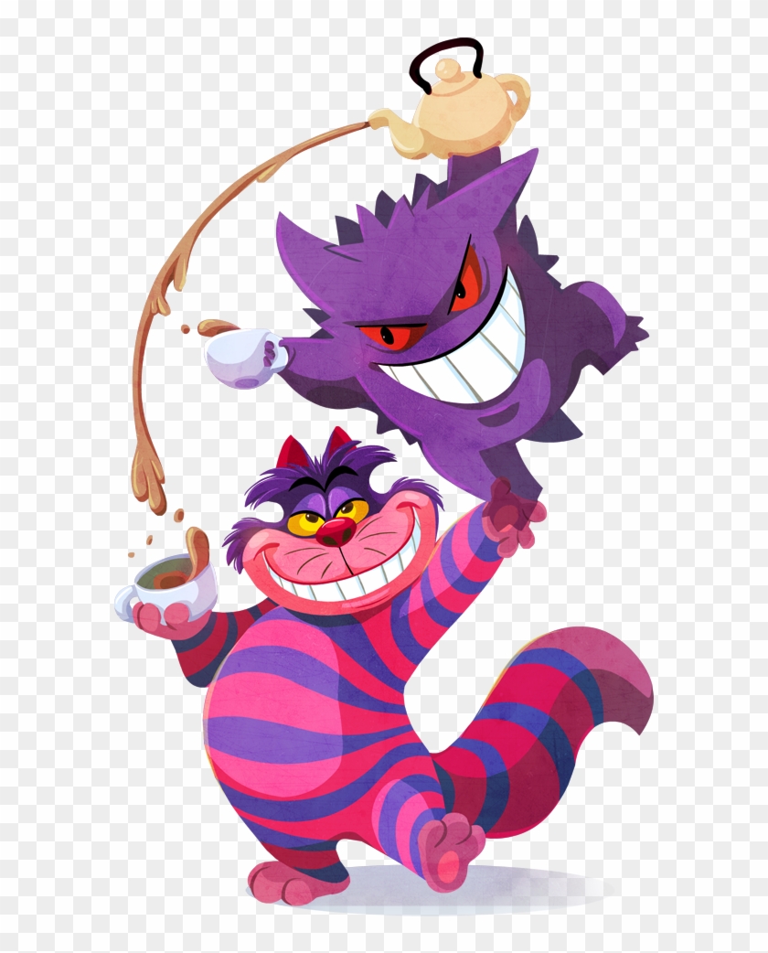 Cheshire Cat And Gengar Drawn By Kuitsuku - Gengar Cheshire Cat Clipart