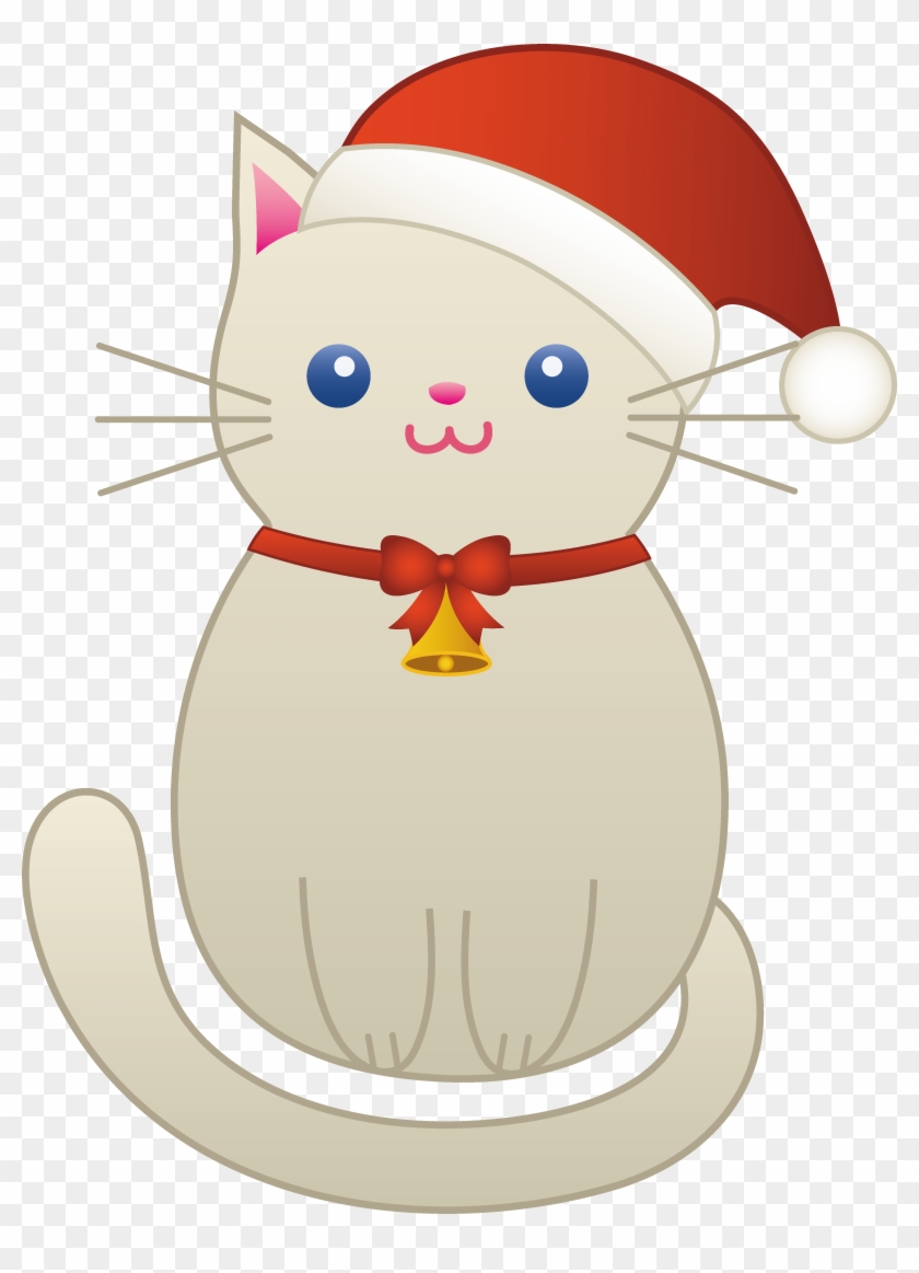 Christmas Kitty Cat - Cute Christmas Cat Cartoon Clipart