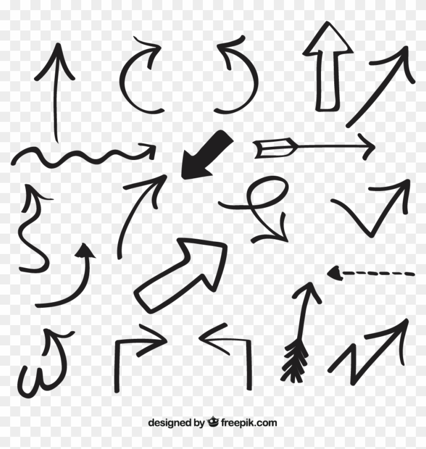 Drawn Arrow Calligraphy - Arrow Hand Drawn Vector Clipart