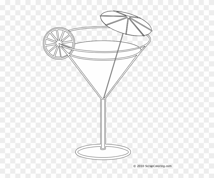 Cocktail - Martini Glass Coloring Page Clipart