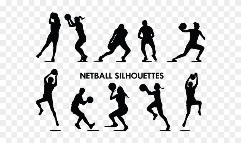 Netball Player Silhouettes Vector - Netball Silhouette Clipart