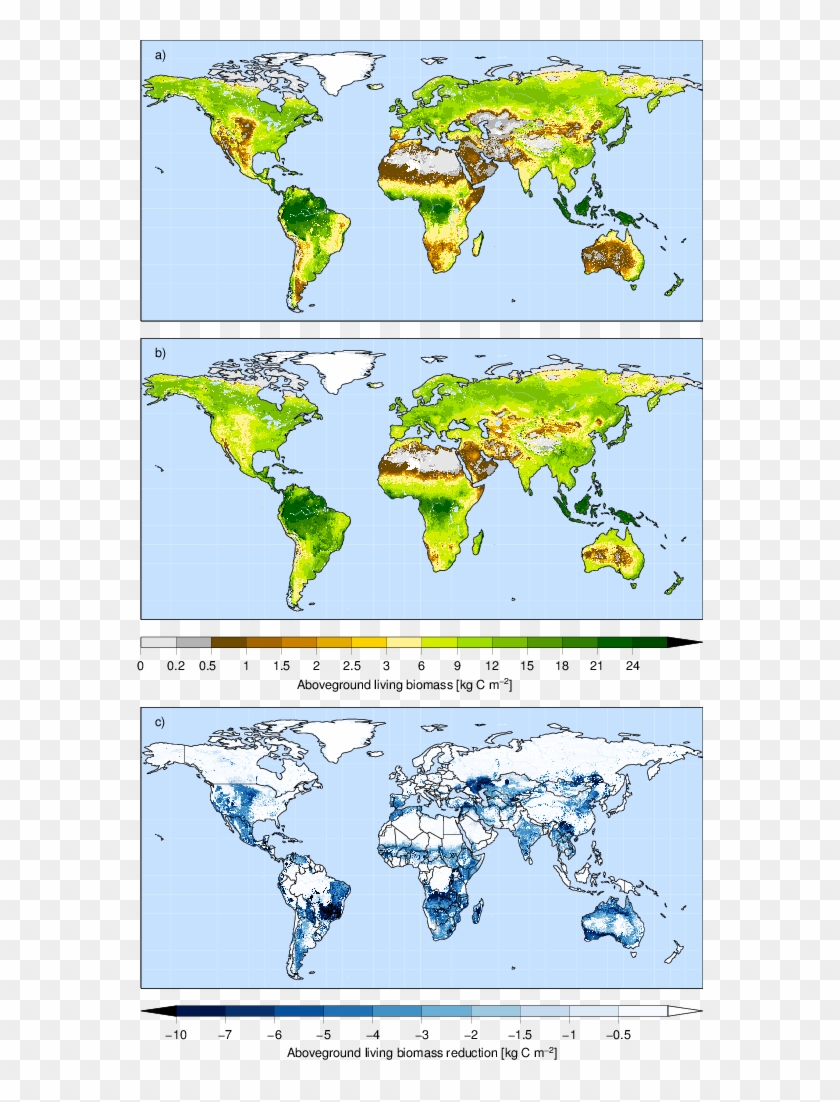 Simulated Biomass C - World Map Clipart #37122