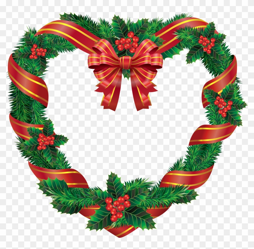 Heart Christmas Wreath Transparent Png - Christmas Heart Wreath Clipart