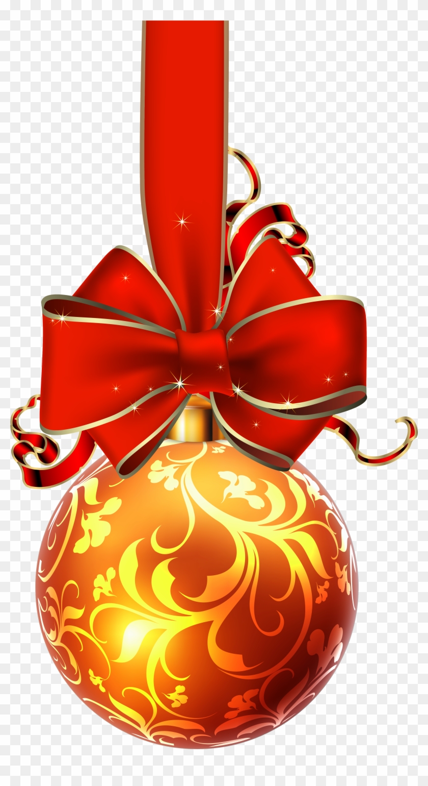 Christmas Ball With Red Bow Png Clipart Image Transparent Png
