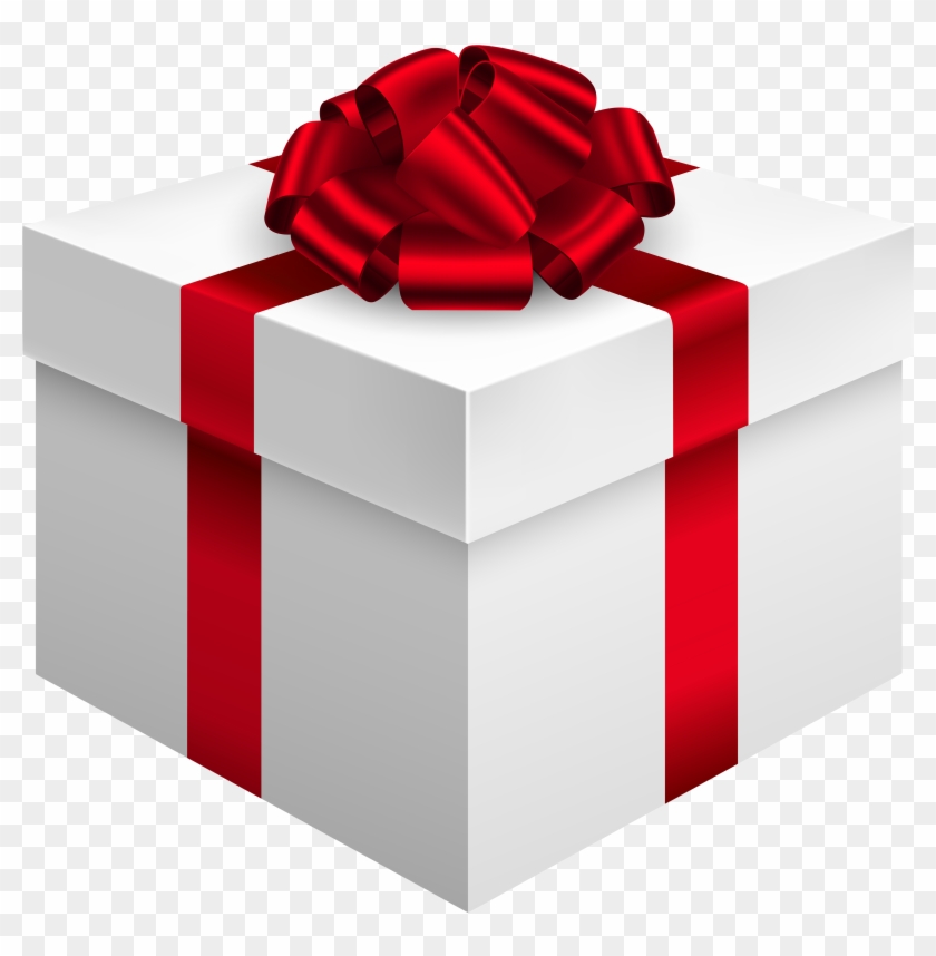 White Gift Box With Red Bow Png Clipart - White Gift Box Png Transparent Png