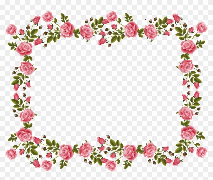 Vintage Border Frame Hd Wallpaper Clipart - Rose Border Flower Design - Png Download