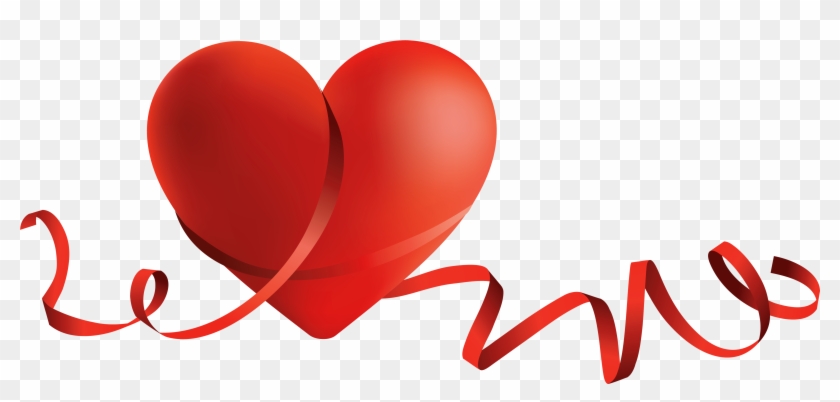 Transparent Red Heart With Bow Png Clipart