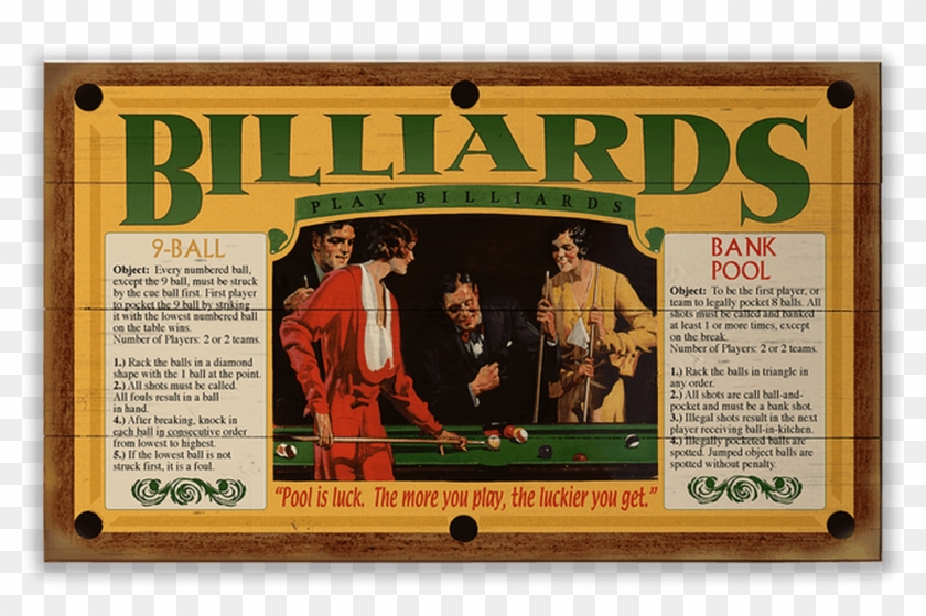 Billiard Room Rules Sign Old Wood Signs - Flyer Clipart #300142