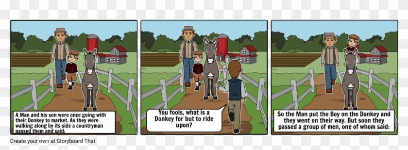 The Man, The Boy, And The Donkey - Man The Boy And The Donkey Clipart #300742