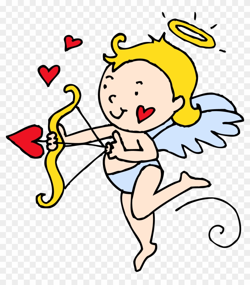 Cute Valentines Cupid Clipart Free Clip Art - Valentine Cupid Clipart Black And White - Png Download