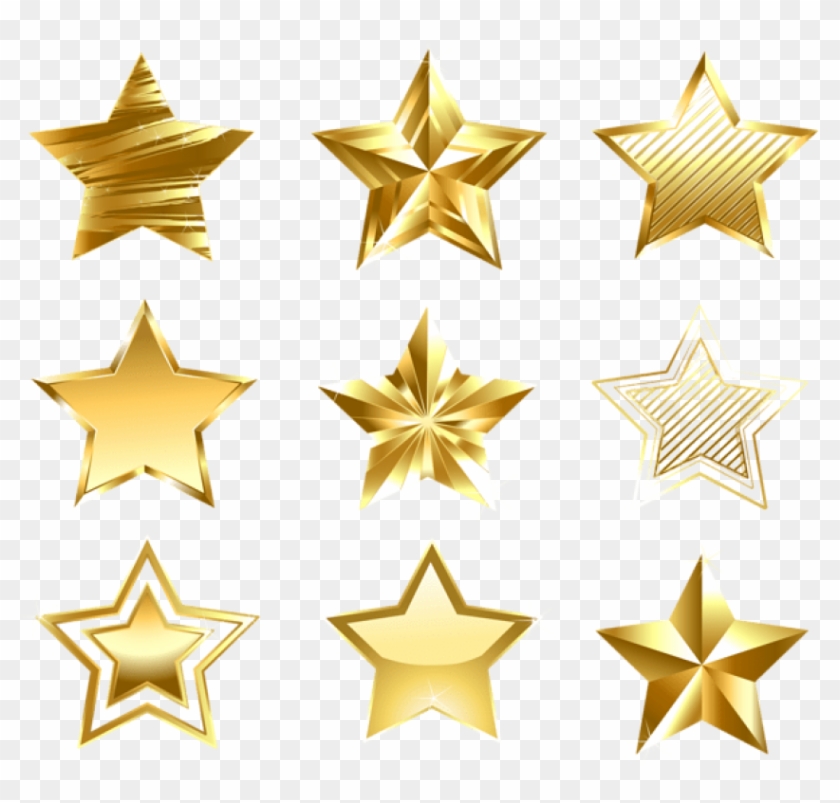 Free Png Download Transparent Golden Stars Set Clipart - Gold Stars Transparent Free #301190