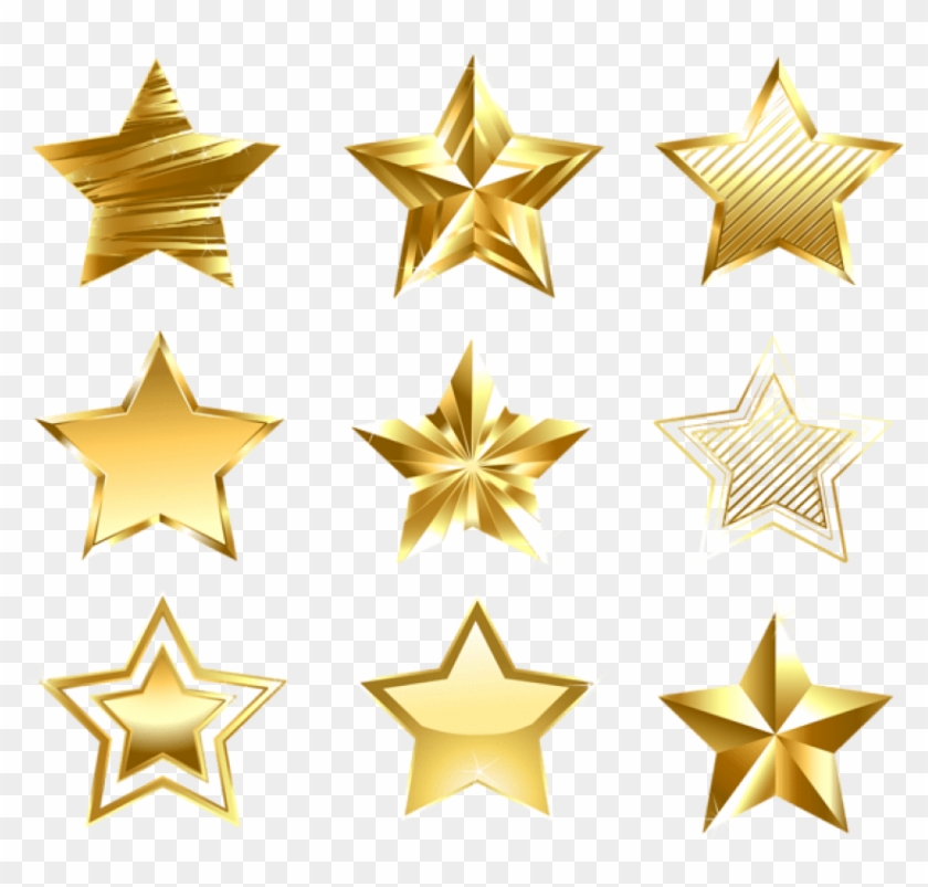 Free Png Download Transparent Golden Stars Set Clipart - Gold Stars Transparent Free