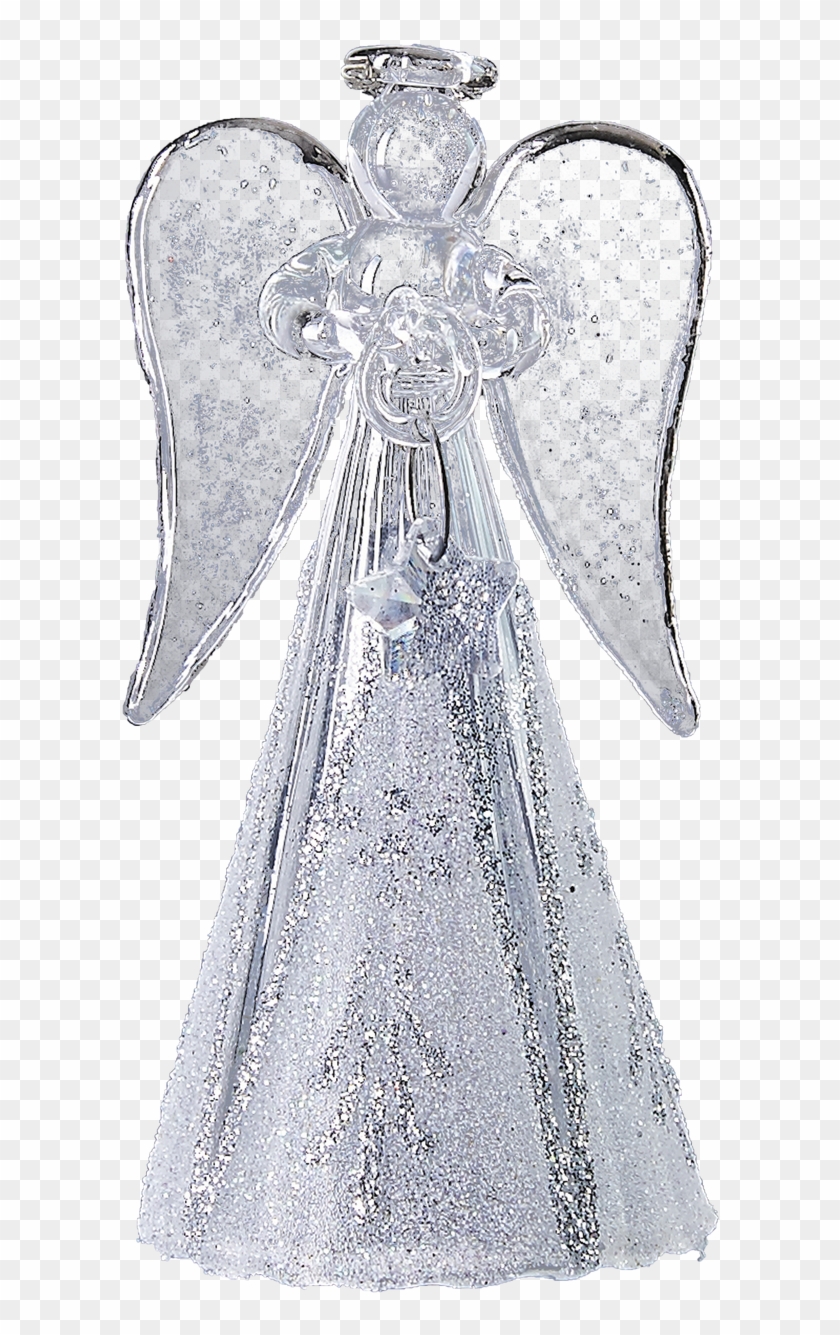 Modern Glass Angel Handmade Christmas Ornament - Blown Glass Angel Tree Topper Clipart
