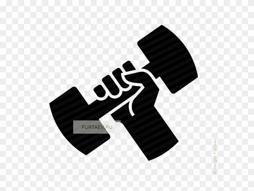 Banner Black And White Dumbbell In Hand Icon Of Lifting - Dumbbell Clipart - Png Download #303478