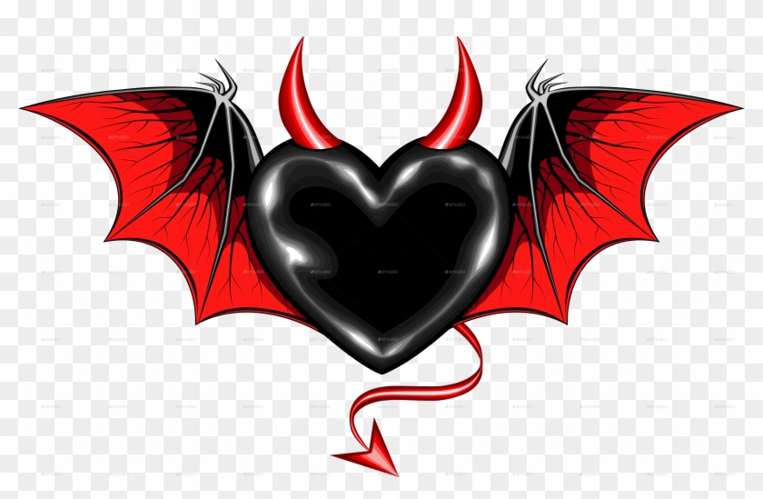 Heart With Wings And Halo Clipart - Heart Bat - Png Download