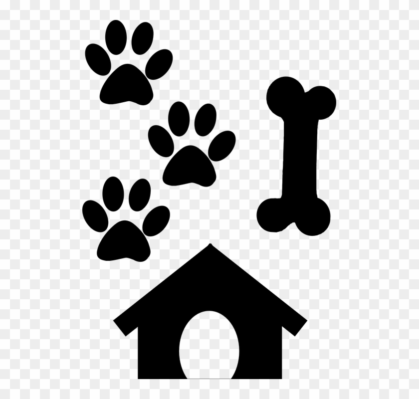 Footsteps, Paws, Bone, Dog's Bed, Cottage, Dog, Canino - Purple Paw Prints Clipart #307218