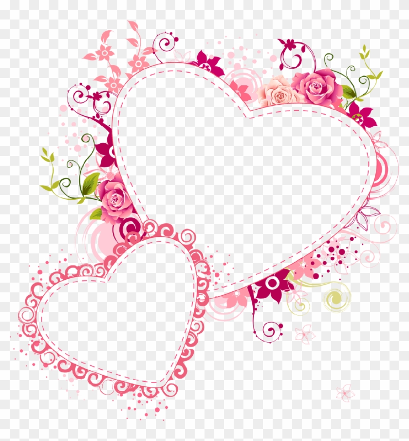 Hearts Png Heart Frame Transparent Pink Hearts Transparent - Flower Heart Frame Png Clipart #307383