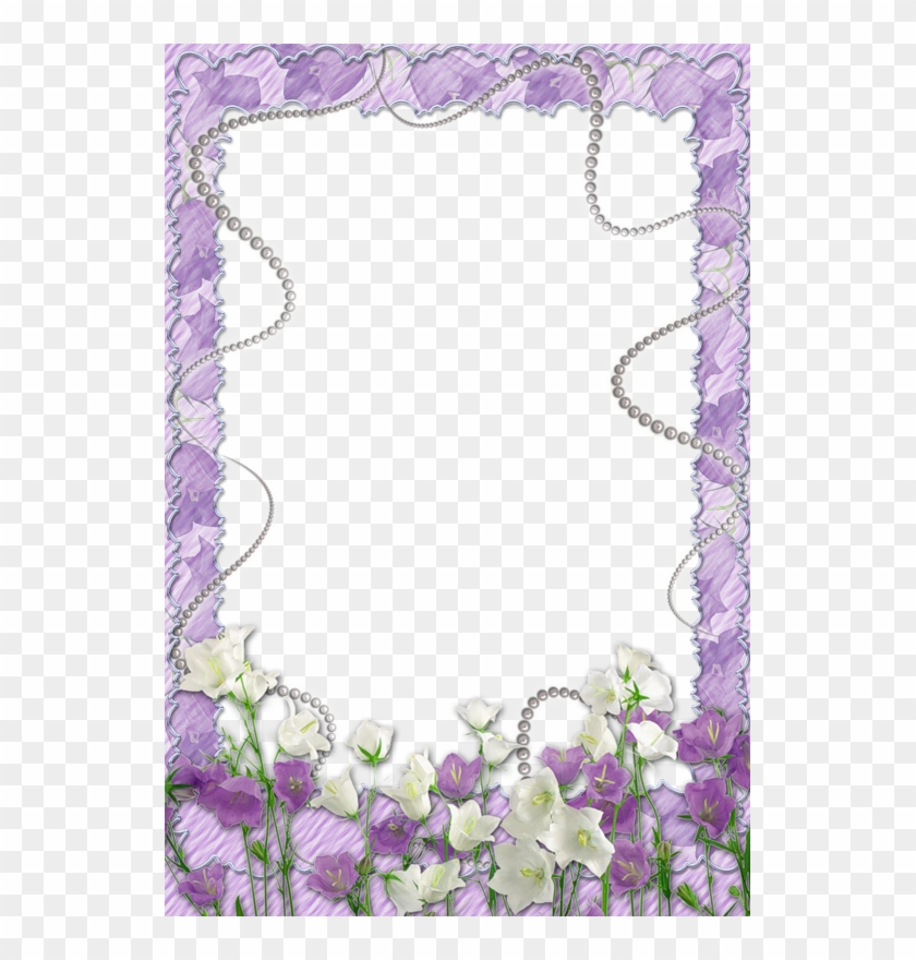 Soft Purple Transparent Frame With Flowers - Purple Flower Frame Png Clipart