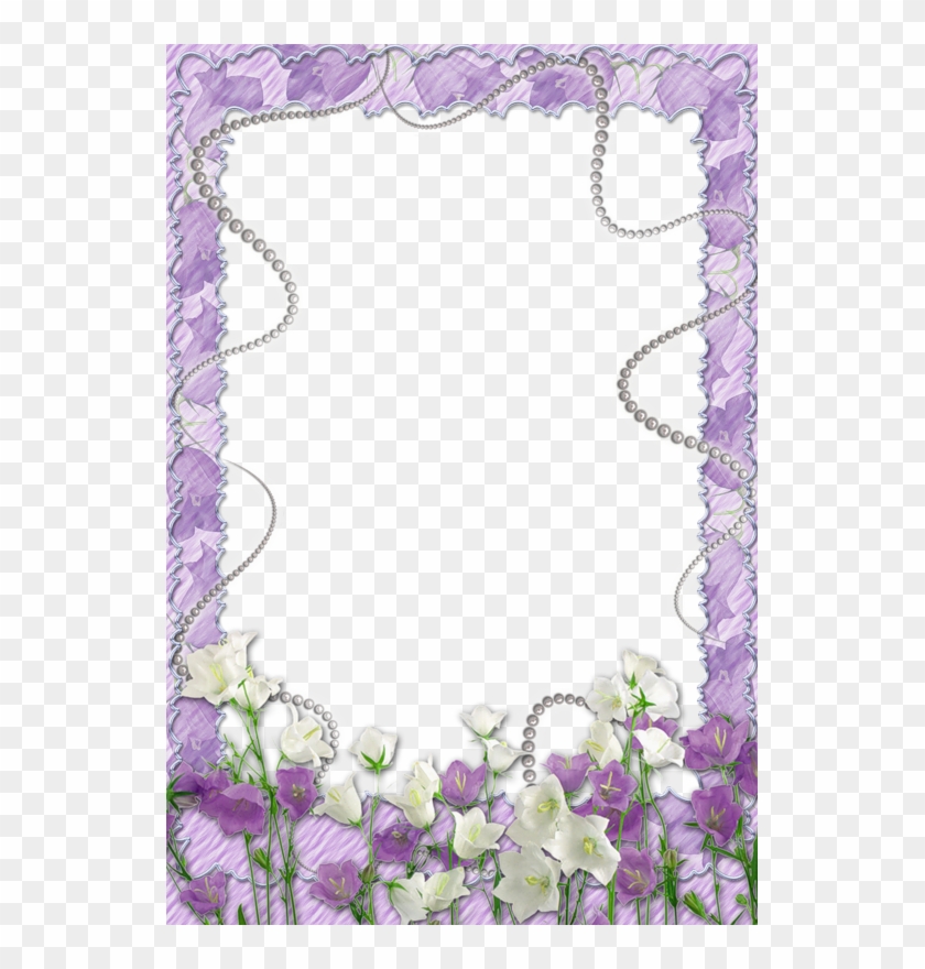 Soft Purple Transparent Frame With Flowers - Purple Flower Frame Png Clipart #308248