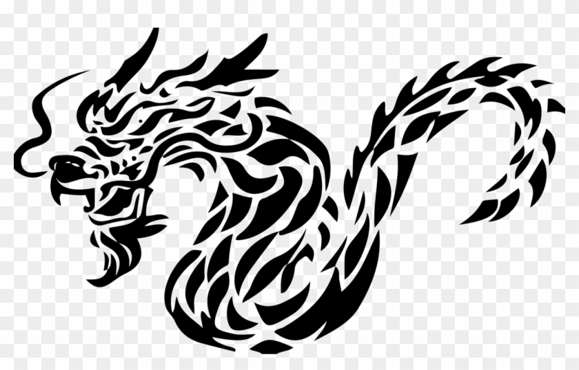 Chinese Dragon Computer Icons Tattoo Japanese Dragon - Tribal Dragon Silhouette Clipart #308278