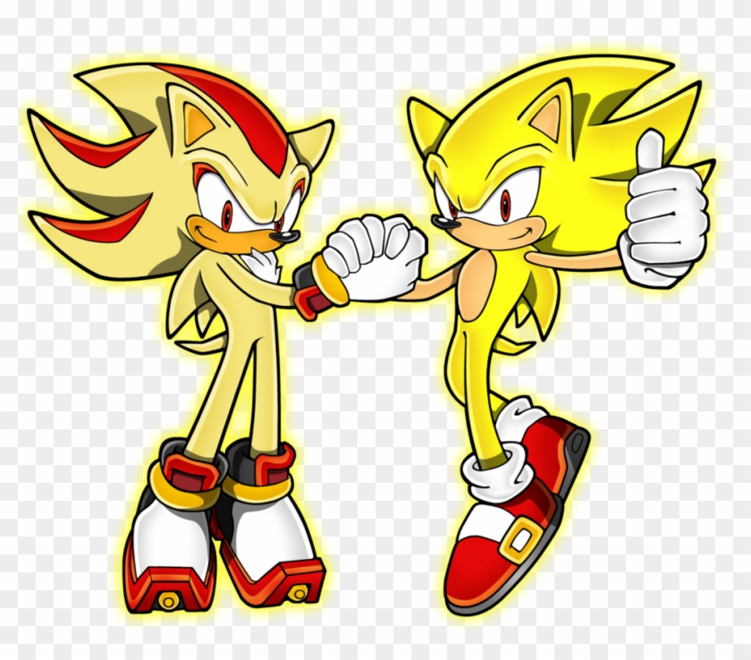 Ese Si Es Un Equipo Sonic The Hedgehog Drawing - Super Sonic And Shadow Clipart