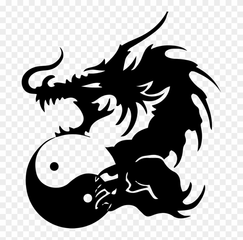 Yin And Yang Chinese Dragon Japanese Dragon Tattoo - Japanese Dragon Yin Yang Clipart #309403