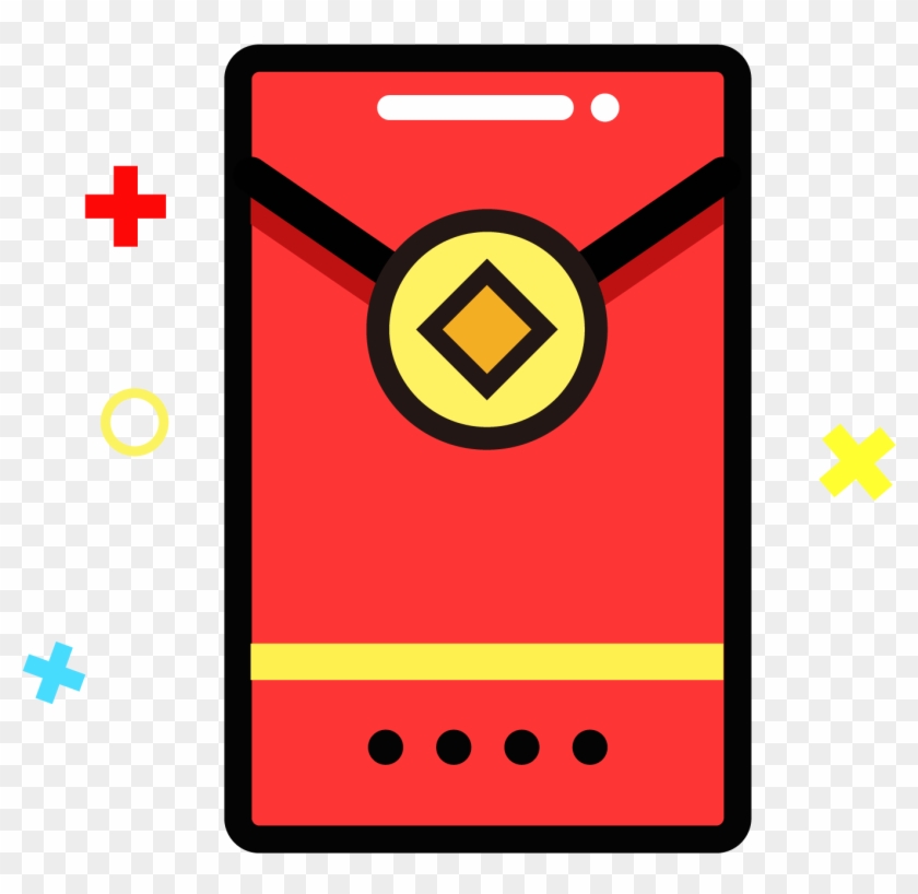 New Year Day Red Envelope Chinese Cartoon Png And Vector - Circle Clipart