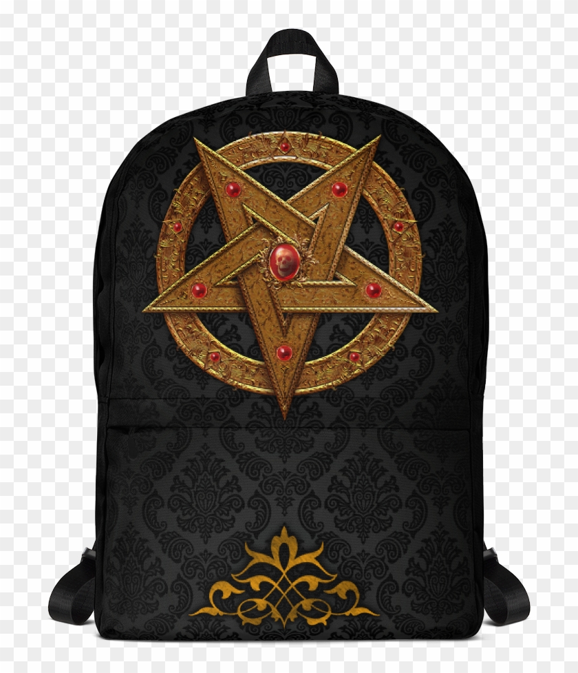 Goth Gold Pentagram Backpack - Backpack Clipart