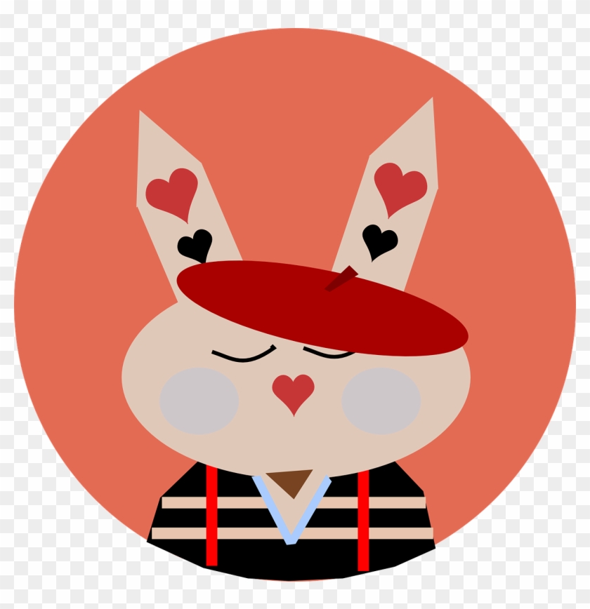 Bunny Rabbit Hearts Love Cute Png Image - French Bunny Clipart