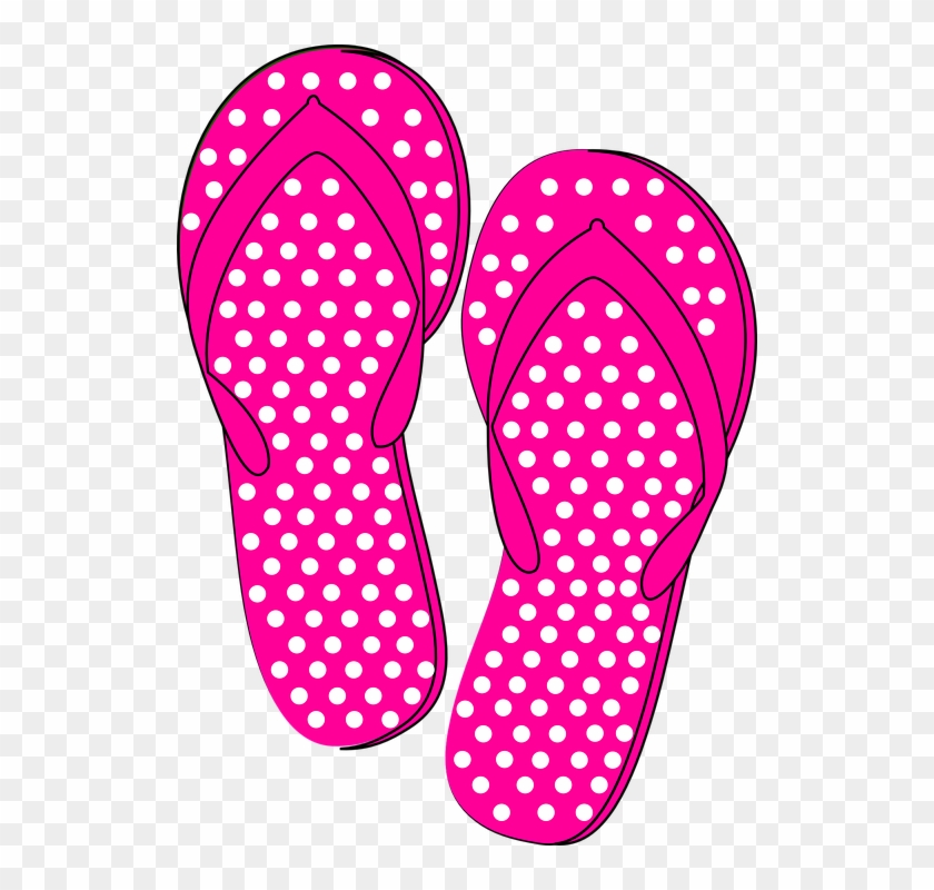 Pink Clipart Summer - Pink Polka Dot Flip Flops - Png Download #3004702