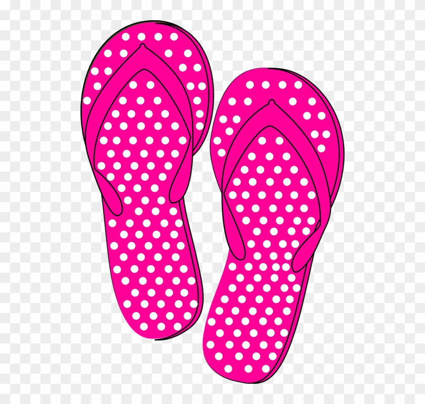 Pink Clipart Summer - Pink Polka Dot Flip Flops - Png Download