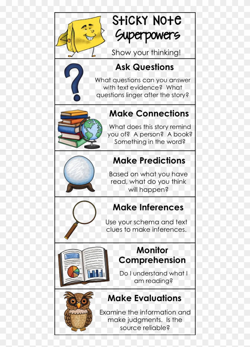 The Superpowers Of Sticky Notes ~ Bookmarks And Poster - Show Your Thinking Bookmarks Clipart
