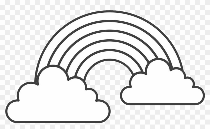 Rainbow Clipart - Cute Rainbow Black And White - Png Download
