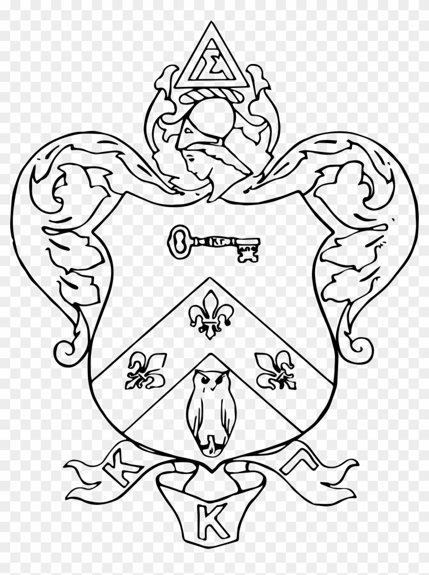 Kappa Kappa Gamma Shield Bw - Kappa Kappa Gamma Crest Clipart #3007632