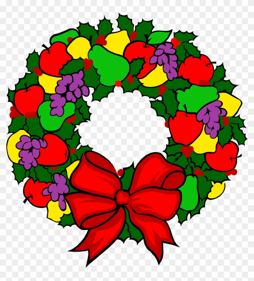 Holiday Fruit Wreath - Christmas Design Clip Art - Png Download