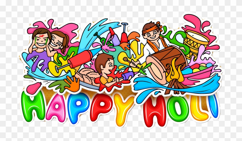 India Cartoon Illustration Color Graffiti Transprent - Freedesignfile Holi Clipart